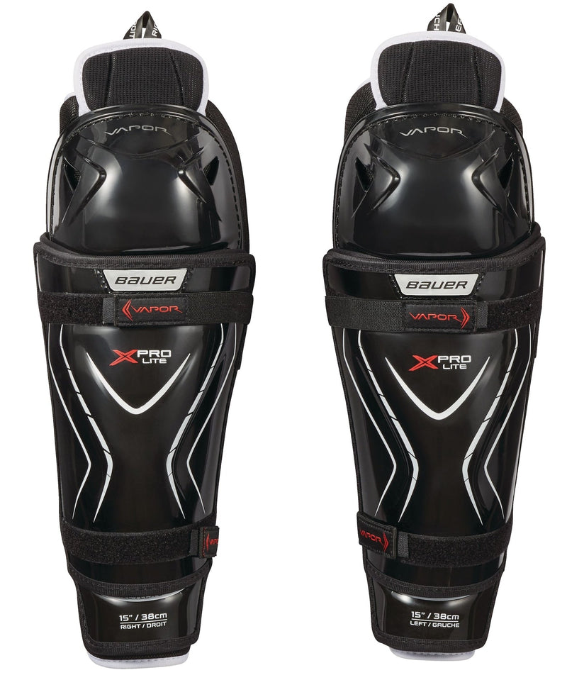 Bauer Vapor X Pro Lite Senior Hockey Shin Guards with Tapered Fit, Hyperlite HD Foam, Black N0