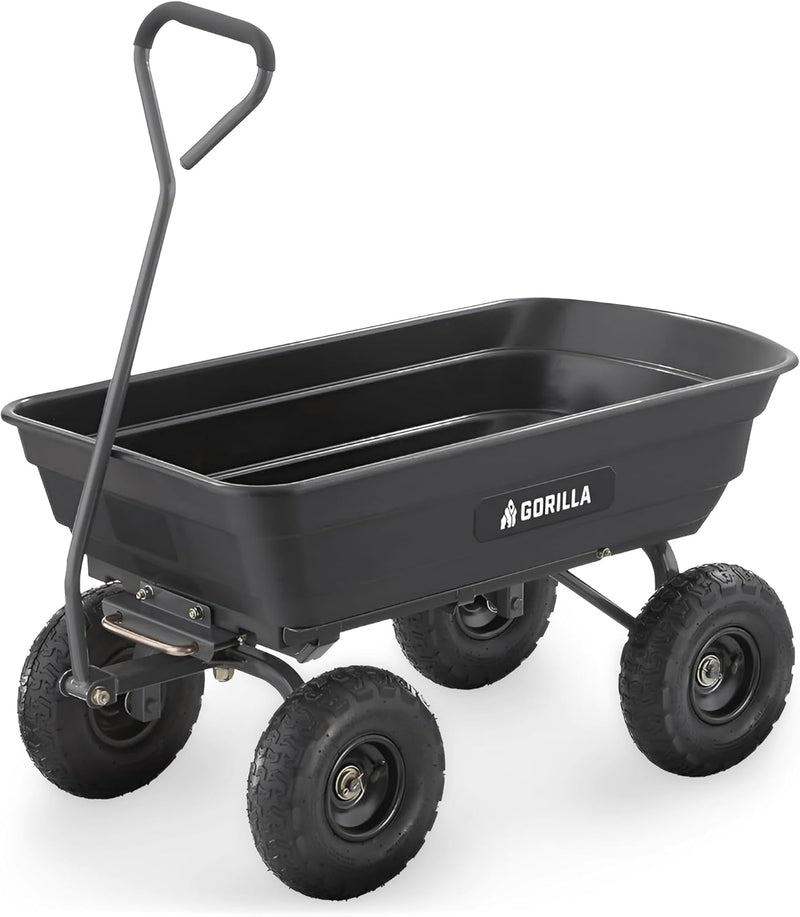 Heavy-duty multi-purpose garbage transfer cart garden cart, equipped with pneumatic tires, capacity 4 cubic feet - 600 pounds load capacity, outdoor wheeled cart, suitable for garden, gardening and landscaping work. U9