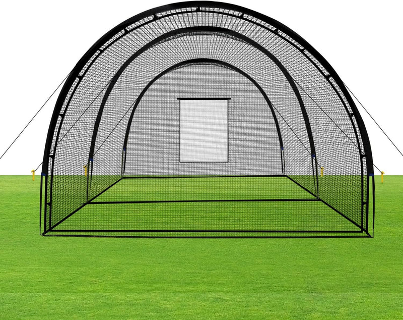 Baseball Batting Cage Net Batting Cages for Backyard Portable Baseball and Softball Batting Cages with Pitching Machine Hole and Detachable Door for Backyard Outdoor Hitting Practice H2