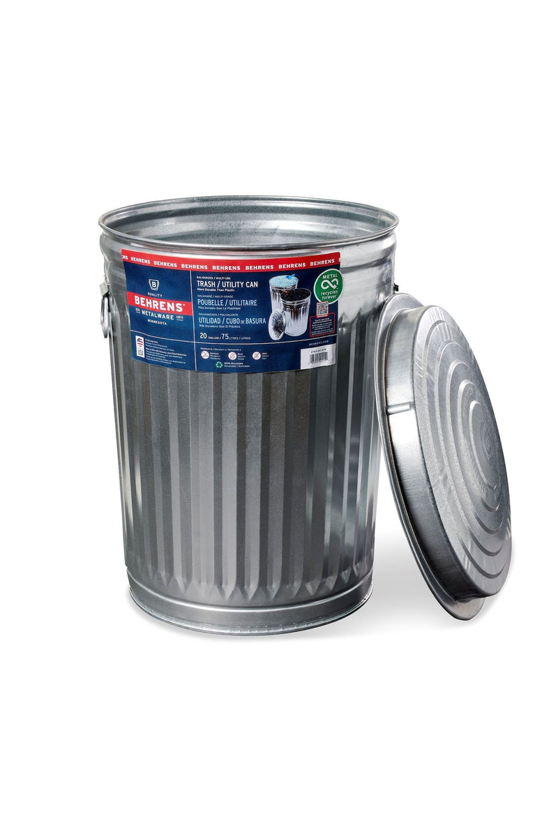Behrens Galvanized Steel Circular Multi-Purpose Garbage Can, 75-L (19.8 US gal) D0