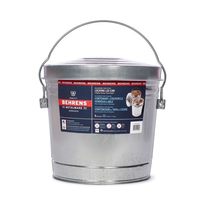 Behrens Galvanized Steel Multi-Use/Garbage Can with Locking Lid, 22-L (6 US gal) S7