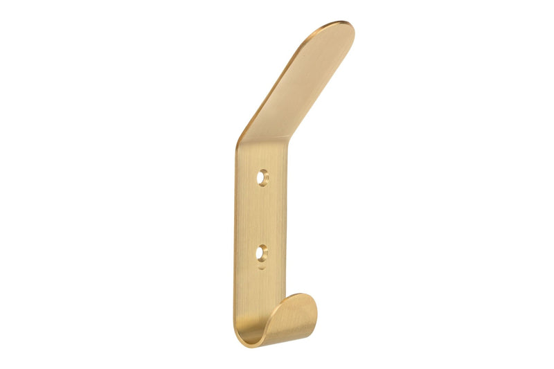 Bent Metal Double Hook, Satin Brass V9