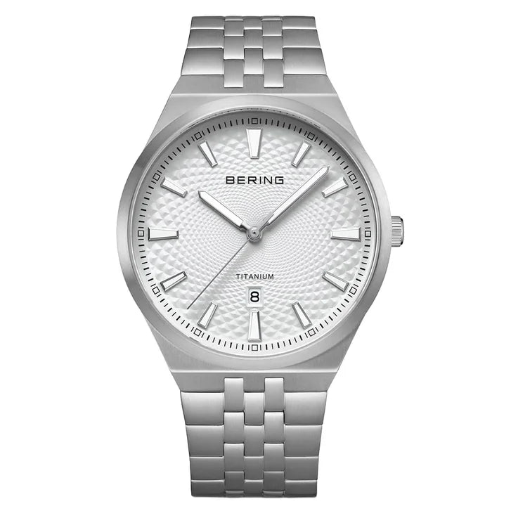 Bering Titanium White Silver-tone Guilloche Dial Men's Watch O6