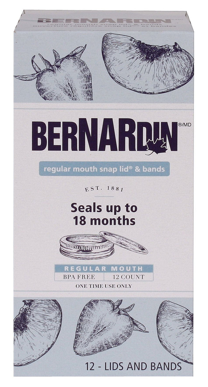 Bernardin Regular Mouth Replacement Snap Lids and Bands for Mason Jars, 12-pk U1