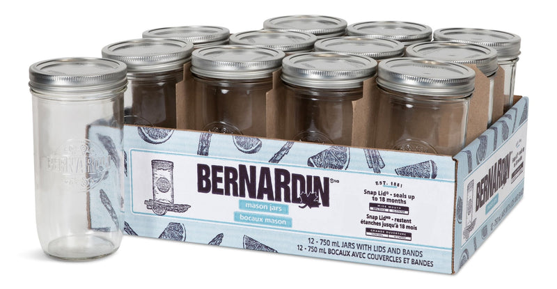 Bernardin Wide Mouth Mason Jars with Lids, 750-mL, 12-pk H9