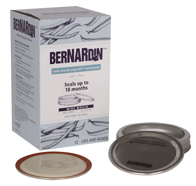 Bernardin Wide Mouth Replacement Snap Lids and Bands for Mason Jars, 12-pk A3