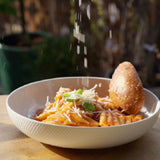 Bia Embossed White Dinner Bowl Set, 24-cm, 4-pc