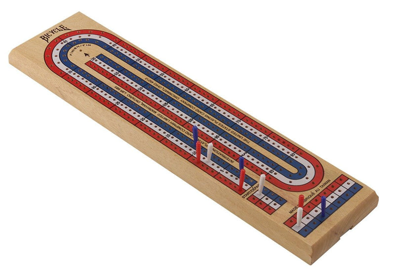 Bicycle 3-Track Color Coded Wooden Cribbage Board, Ages 14+ W4