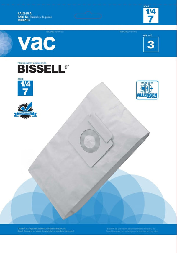 Bissell Type 1, 4 & 7 Replacement Allergen Vacuum Cleaner Bags, 3-pk H1
