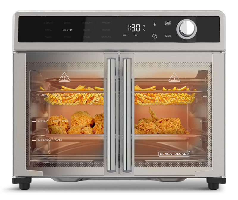 Black & Decker 12-in-1 French Door Digital Countertop Convection Oven with Air Fry, 6-Slices O0