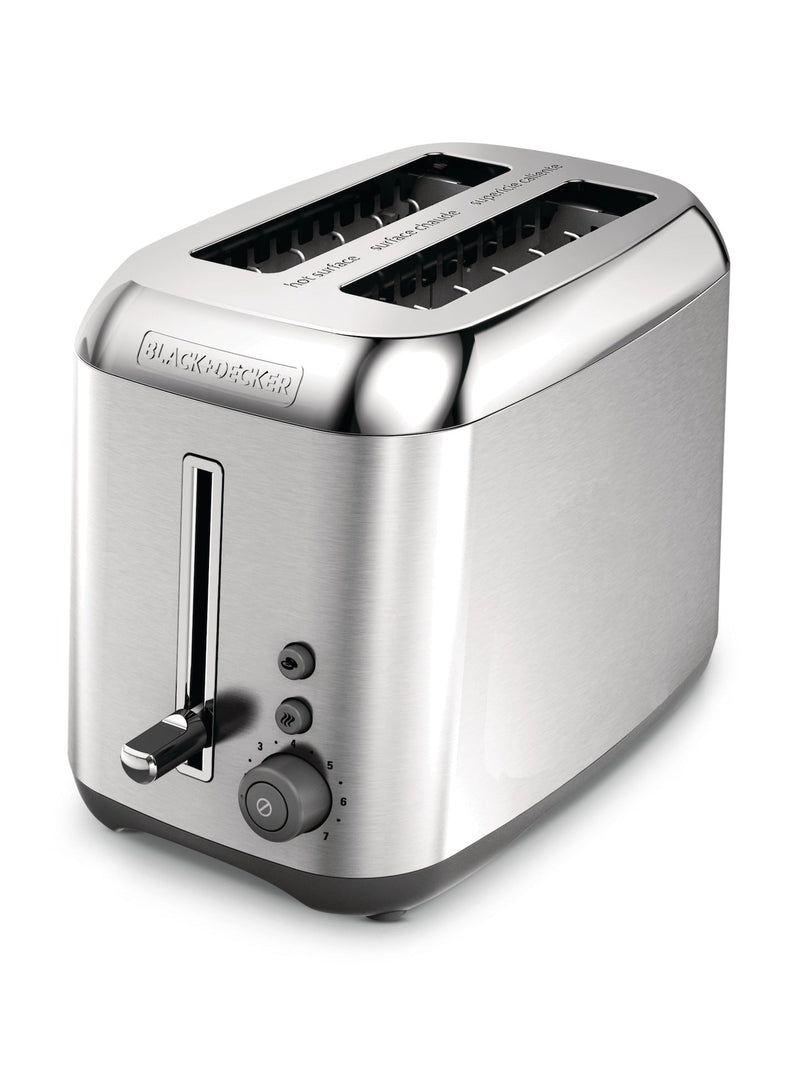 Black & Decker Kitchen Tools Extra Wide Slots Toaster with 7 Settings, Stainless Steel, 2-Slices J4