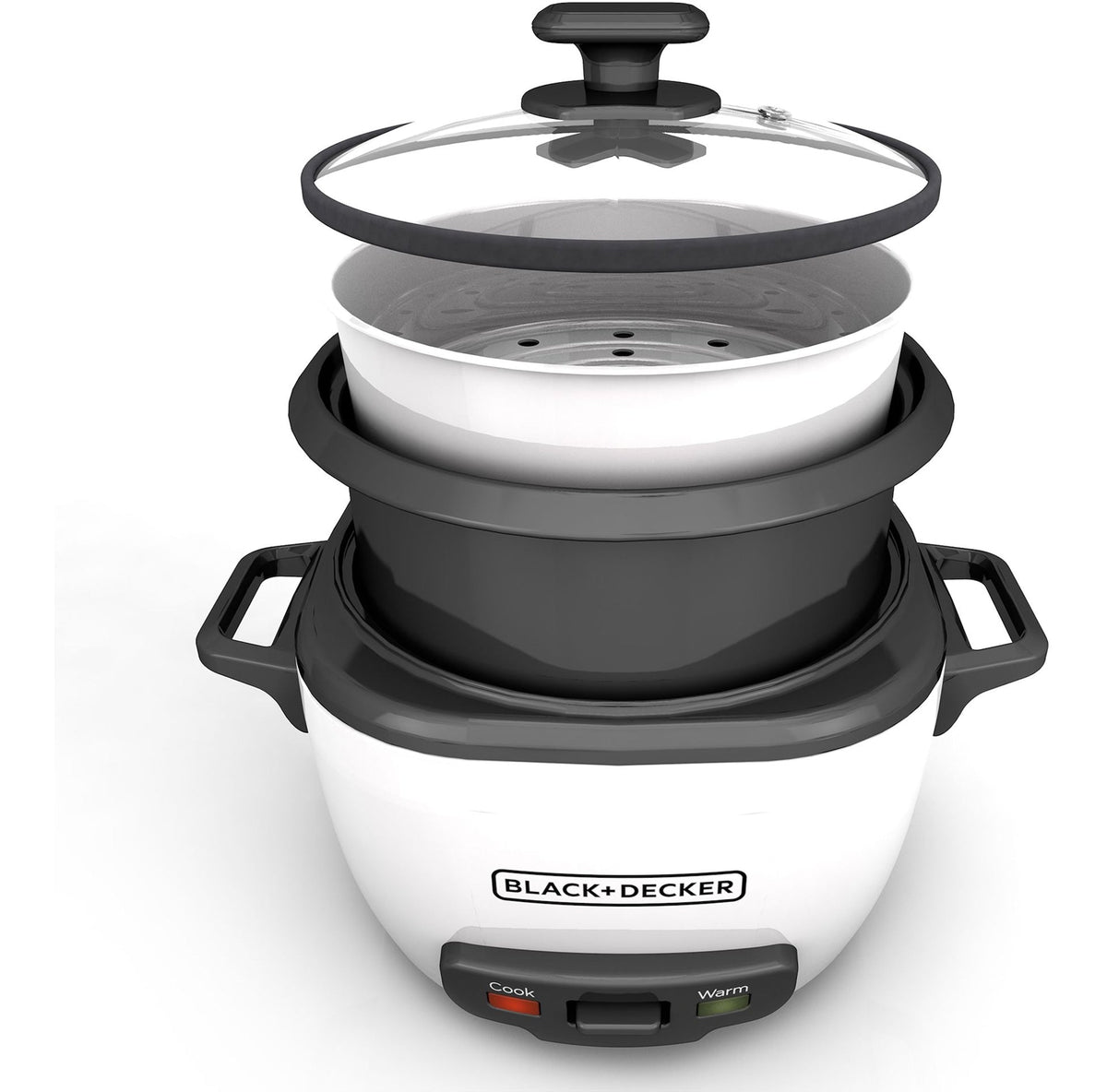 Black & Decker Rice Cooker & Non-Stick Steamer White, 16 Cups