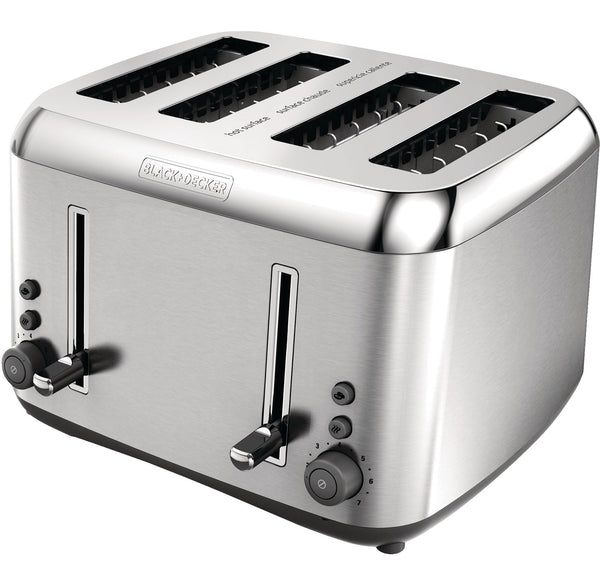 Black & Decker Toaster Kitchen Tools Extra Wide with 7 Settings, Stainless Steel, 4-Slices O4
