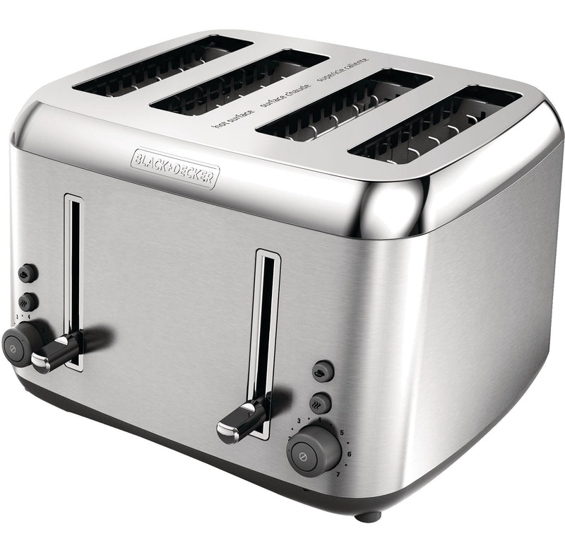 Black & Decker Toaster Kitchen Tools Extra Wide with 7 Settings, Stainless Steel, 4-Slices O4