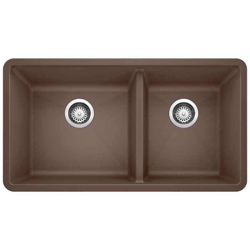 Blanco 60/40 Double Bowl Undermount Kitchen Sink, Café, 33-in F7