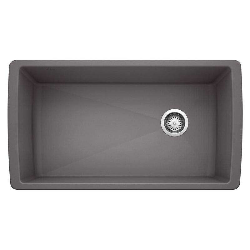 Blanco Diamond SILGRANIT 33-in Super Single Undermount Kitchen Sink, Cinder H3