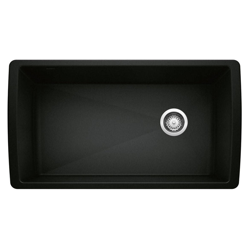 Blanco Diamond SILGRANIT 33-in Super Single Undermount Kitchen Sink, Coal Black M4