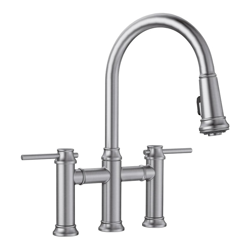 Blanco Empressa Pull-Down Dual-Spray Bridge Faucet, PVD Steel Z0
