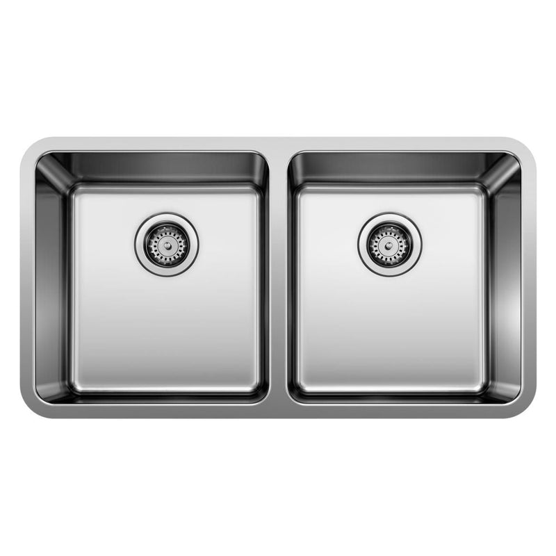 Blanco Formera 33-in 50/50 Double Bowl Undermount Stainless Steel Kitchen Sink J5