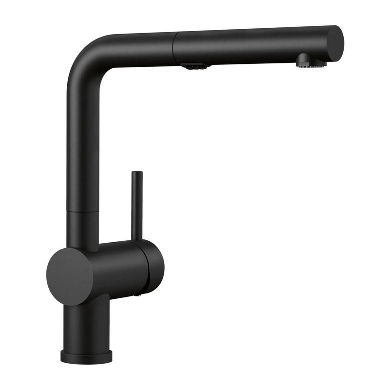 Blanco Linus Low Arc Pull-Out Dual-Spray Kitchen Faucet, Coal Black D9