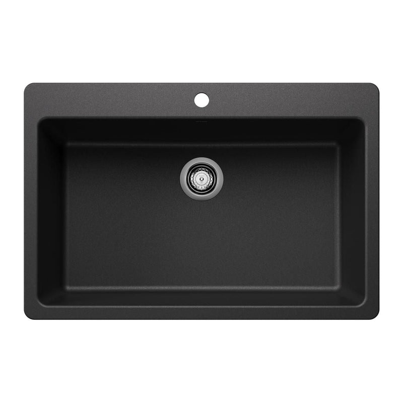 Blanco Liven SILGRANIT 33-in Super Single Dual Mount Kitchen Sink, Anthracite F8
