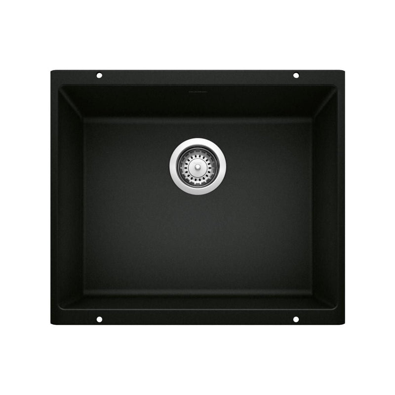 Blanco Precis SILGRANIT 21-in Single Bowl Undermount Kitchen Sink, Coal Black L1