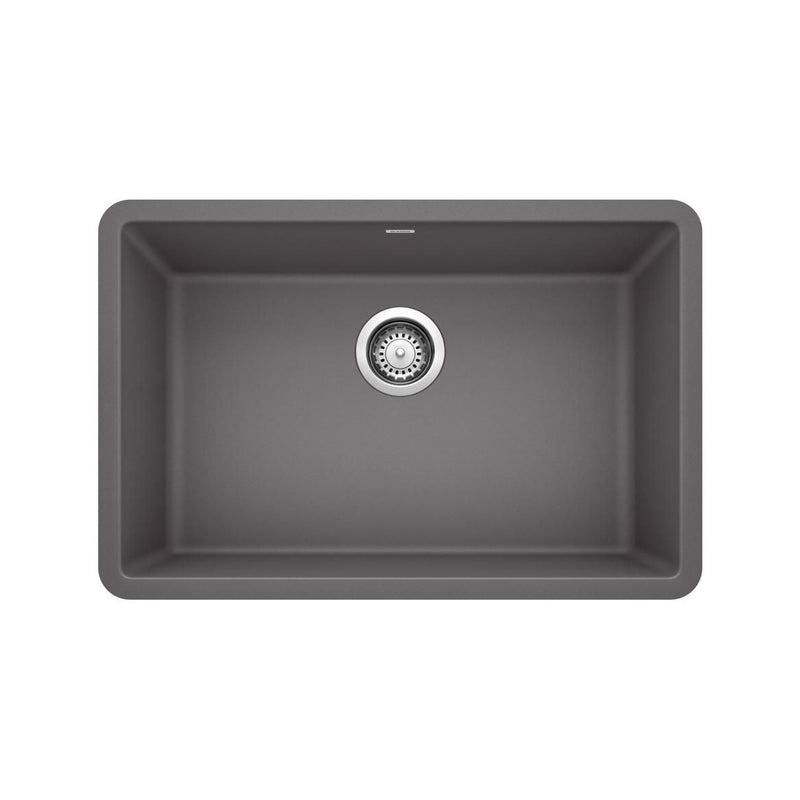 Blanco Precis SILGRANIT 27-in Single Bowl Undermount Kitchen Sink, Cinder J0
