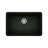 Blanco Precis SILGRANIT 27-in Single Bowl Undermount Kitchen Sink, Coal Black