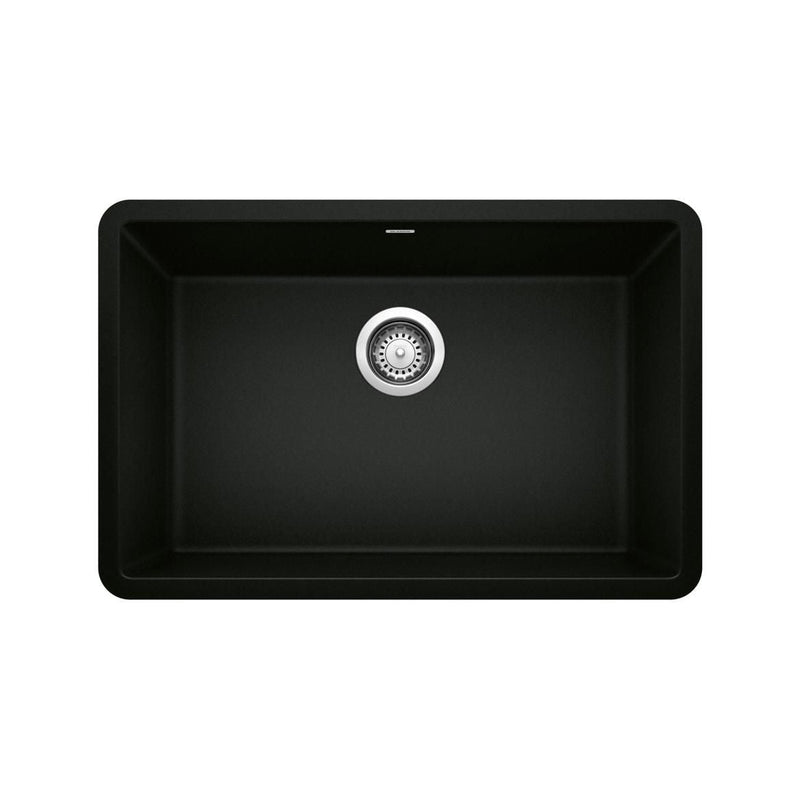Blanco Precis SILGRANIT 27-in Single Bowl Undermount Kitchen Sink, Coal Black F0