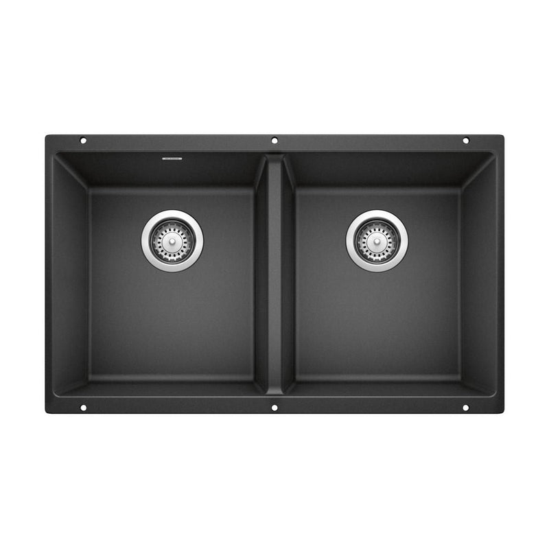 Blanco Precis SILGRANIT 29-in 50/50 Double Bowl Undermount Kitchen Sink, Anthracite Z3