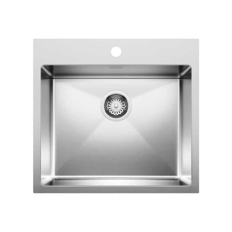 Blanco Quatrus R15 22-in Single Bowl Dual Mount Stainless Steel Kitchen Sink E8