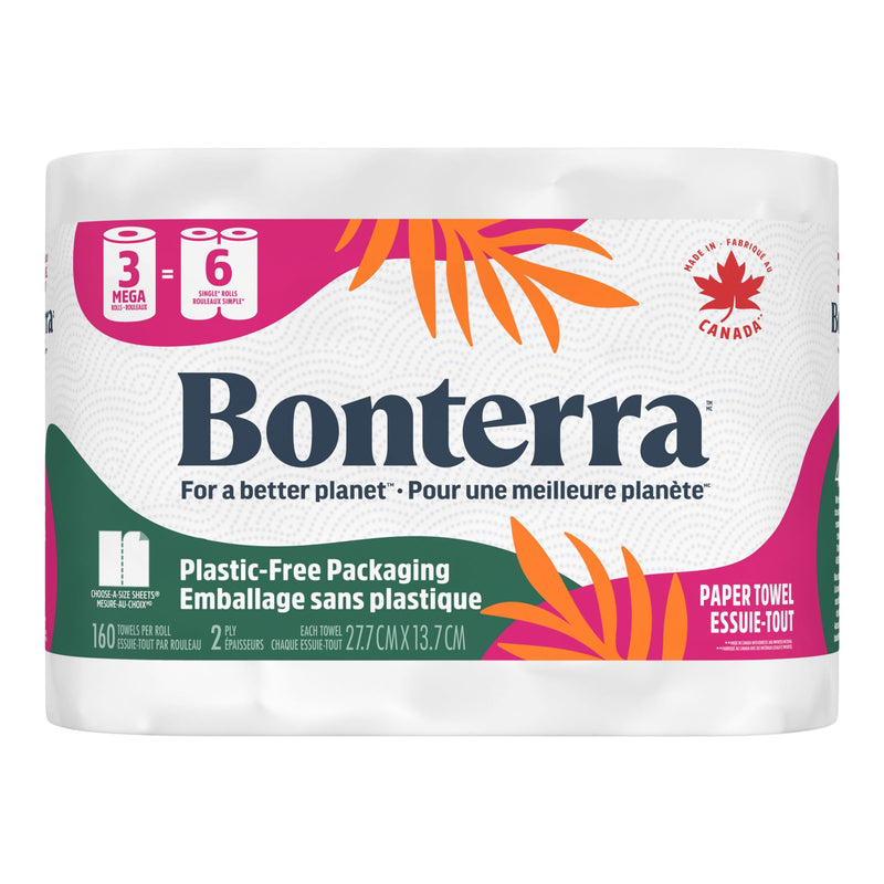 Bonterra Double Roll Paper Towel, 2-ply, 3-pk N5