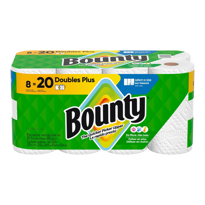 Bounty Select-A-Size Double Plus Roll Paper Towel, 2-ply, 8-pk W7