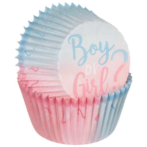 "Boy or Girl?" Baking Cups, Blue/Pink, 2-in, 75-pk, for Gender Reveal G2