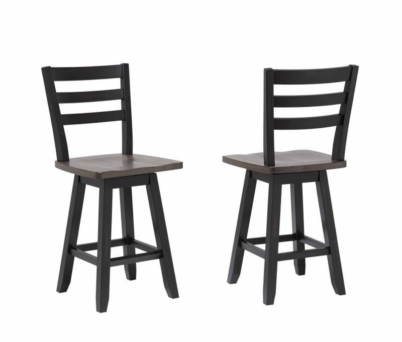 Brassex Aaron Oak/Dark Grey Swivel Counter/Bar Stool with Back Rest, 2-pc I5