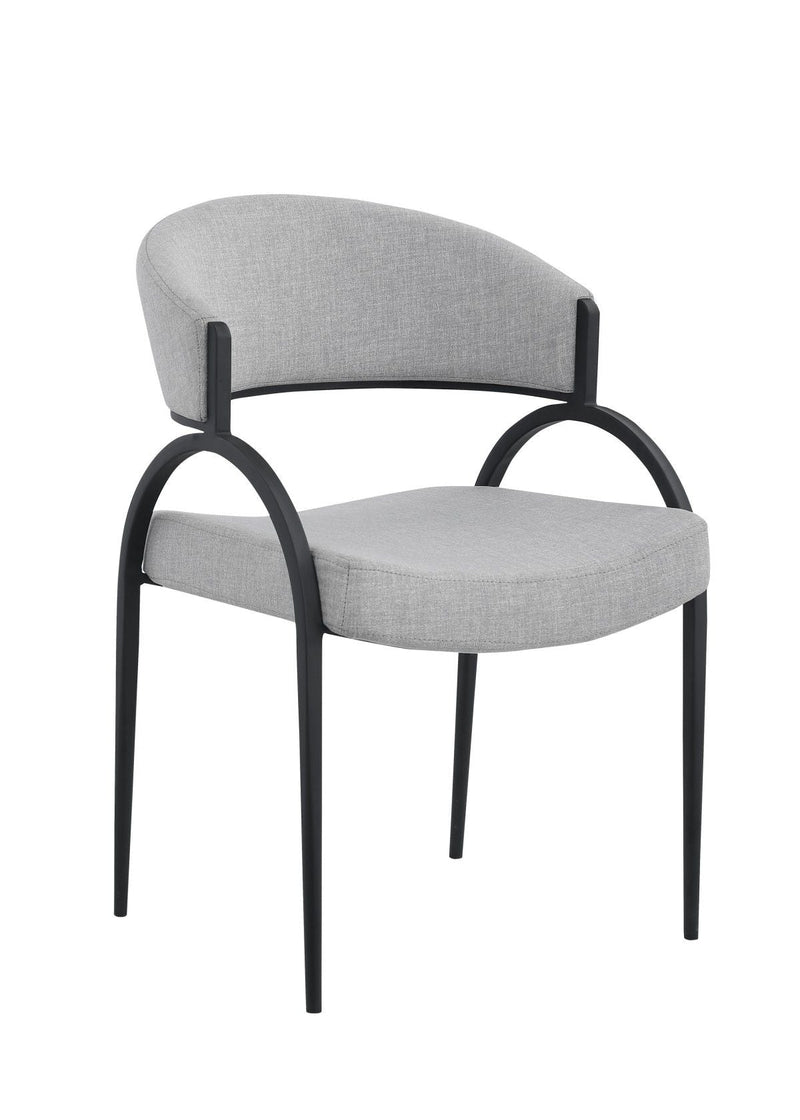 Brassex Alara Cream/Black Fabric Upholstered Dining Chair, 2-pc B4