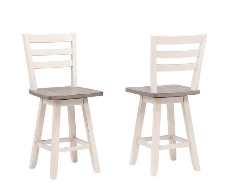 Brassex Alice Grey/White Swivel Counter/Bar Stool with Back Rest, 2-pc G9