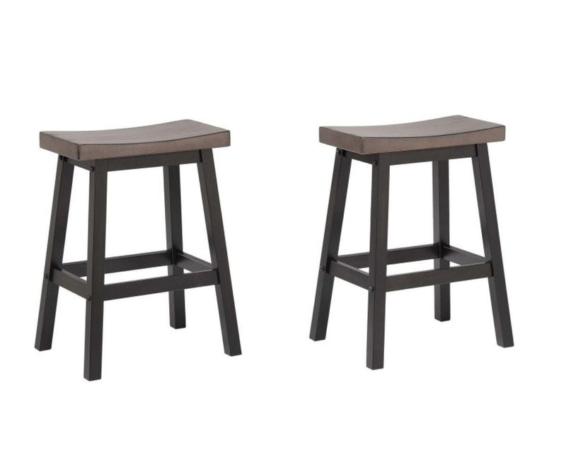 Brassex Arnold Oak/Dark Grey Counter/Bar Stool with Back Rest, 2-pc V4
