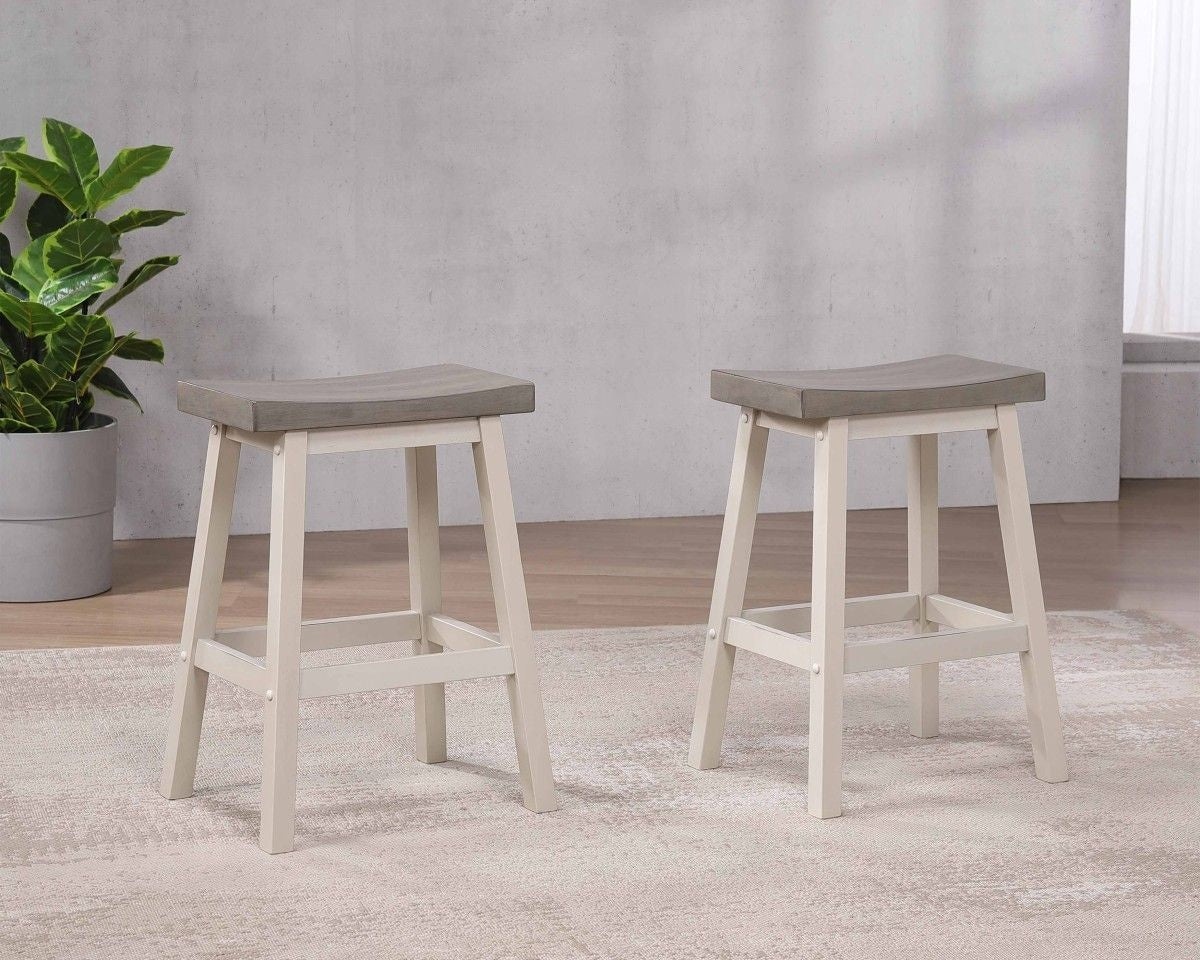Brassex Asher Grey/White Backless Counter/Bar Stool, 2-pc