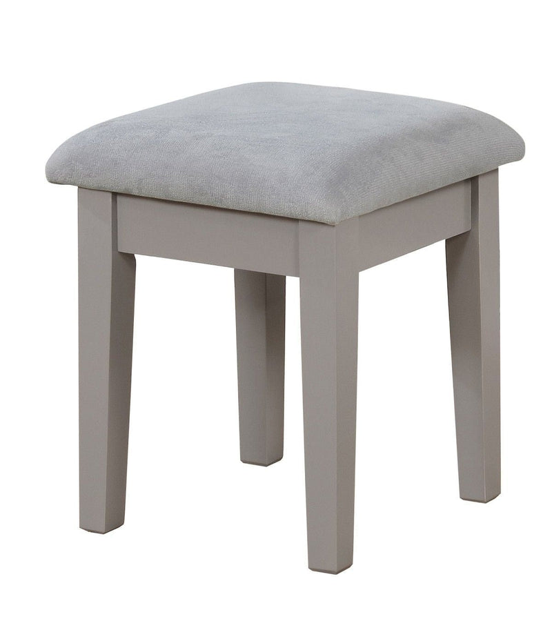 Brassex Cece 1-Drawer Grey Dressing Table Makeup Vanity Set with Stool and Mirror O3