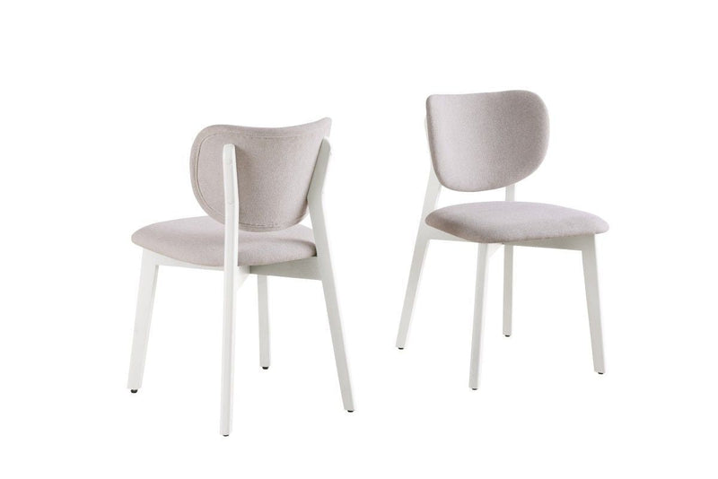 Brassex Dua Cream Fabric Upholstered Dining Chair with Curved Backrest, 2-pc W8