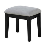 Brassex Lynn 1-Drawer Black Dressing Table Makeup Vanity Set with Stool and Mirror