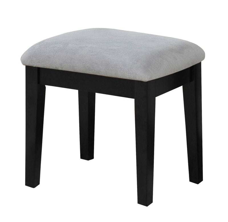 Brassex Lynn 1-Drawer Black Dressing Table Makeup Vanity Set with Stool and Mirror T6