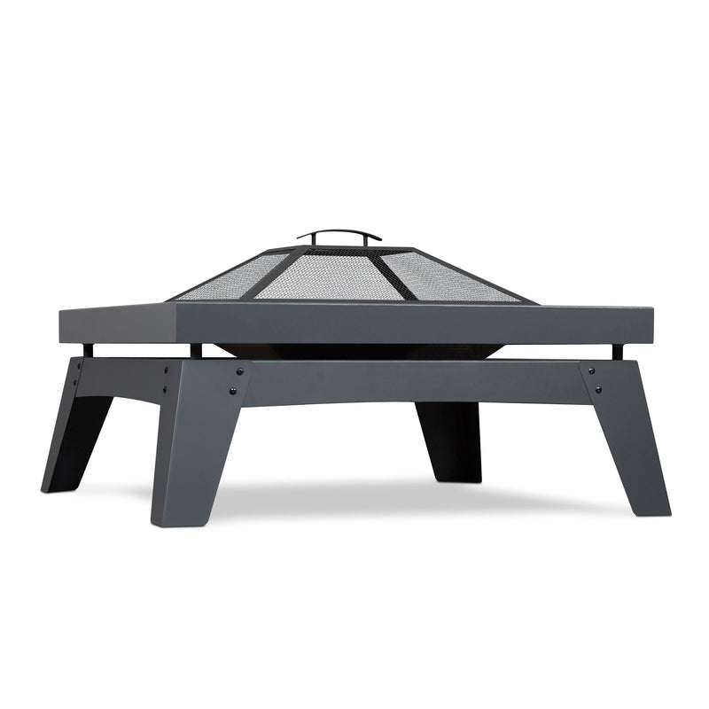 Breton Square Steel Wood Burning Fire Pit in Gray, 37-in K7