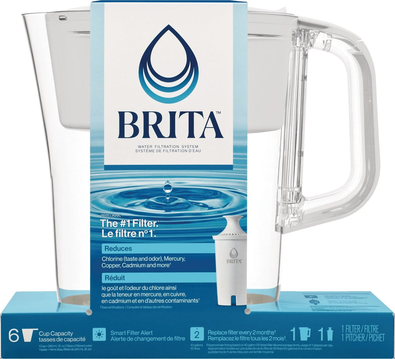 Brita Denali Water Filter Pitcher with Standard Filter, BPA Free, 6 Cup Capacity, White E3
