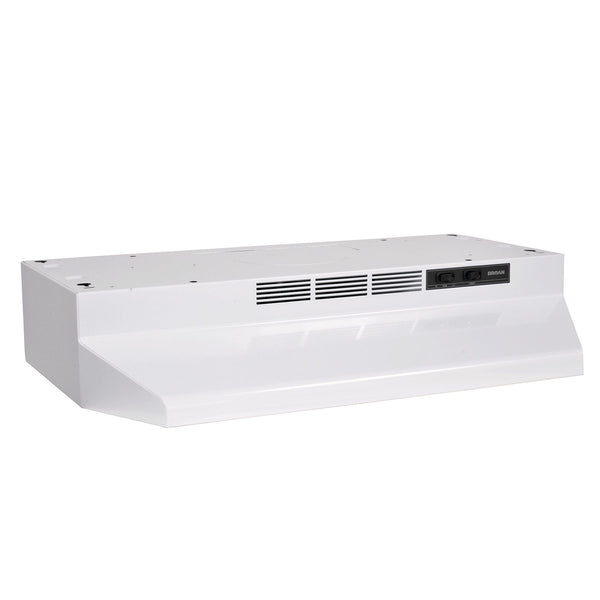 Broan BU2 Series 230CFM Under Cabinet Kitchen Exhaust Fan Range Hood, White, 24-in W2