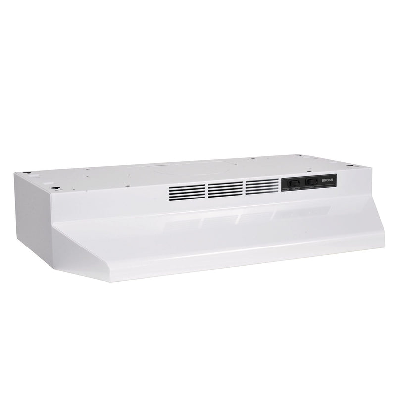 Broan BU2 Series 230CFM Under Cabinet Kitchen Exhaust Fan Range Hood, White, 24-in W2