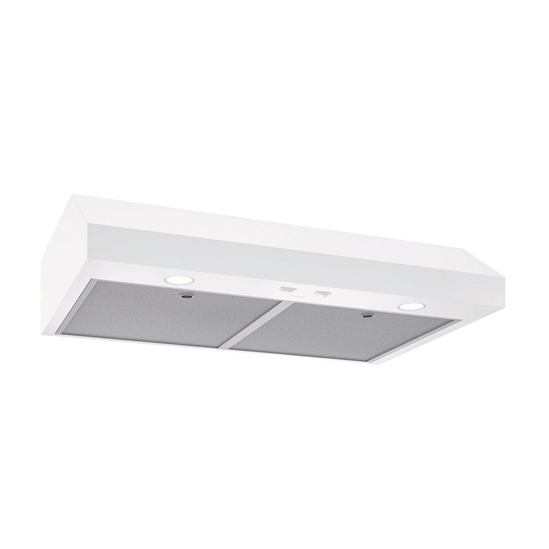 Broan Glacier1 350CFM Under Cabinet Kitchen Exhaust Fan Range Hood, White, 30-in D0