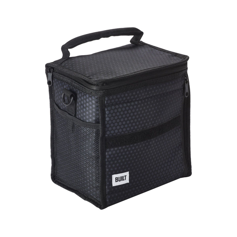 Built Ice House Cube Lunch Bag, Black Midnight Micro Dot, with Freezable Gel F8