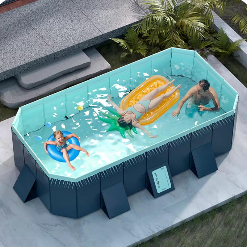 Pool Above Ground/Wood Frame Swimming Pools, 5feet/ 6foot/ 7ft/ 8ft/ 9ft/ 13ft Long Outdoor Mini Large Rectangular Pool for Indoor Outdoor Backyard Home, Toddler Adults Relax Pool (Size : 1.6x1.2x0. B2